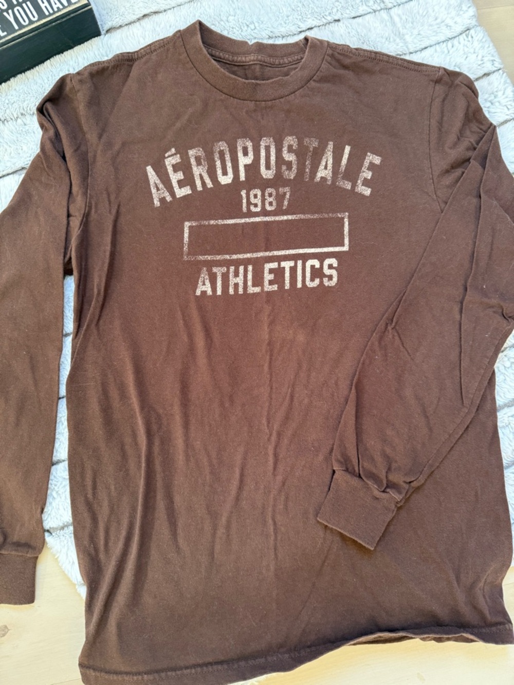 Aeropostale Brown Long Sleeve 'Athletics' Logo Tee